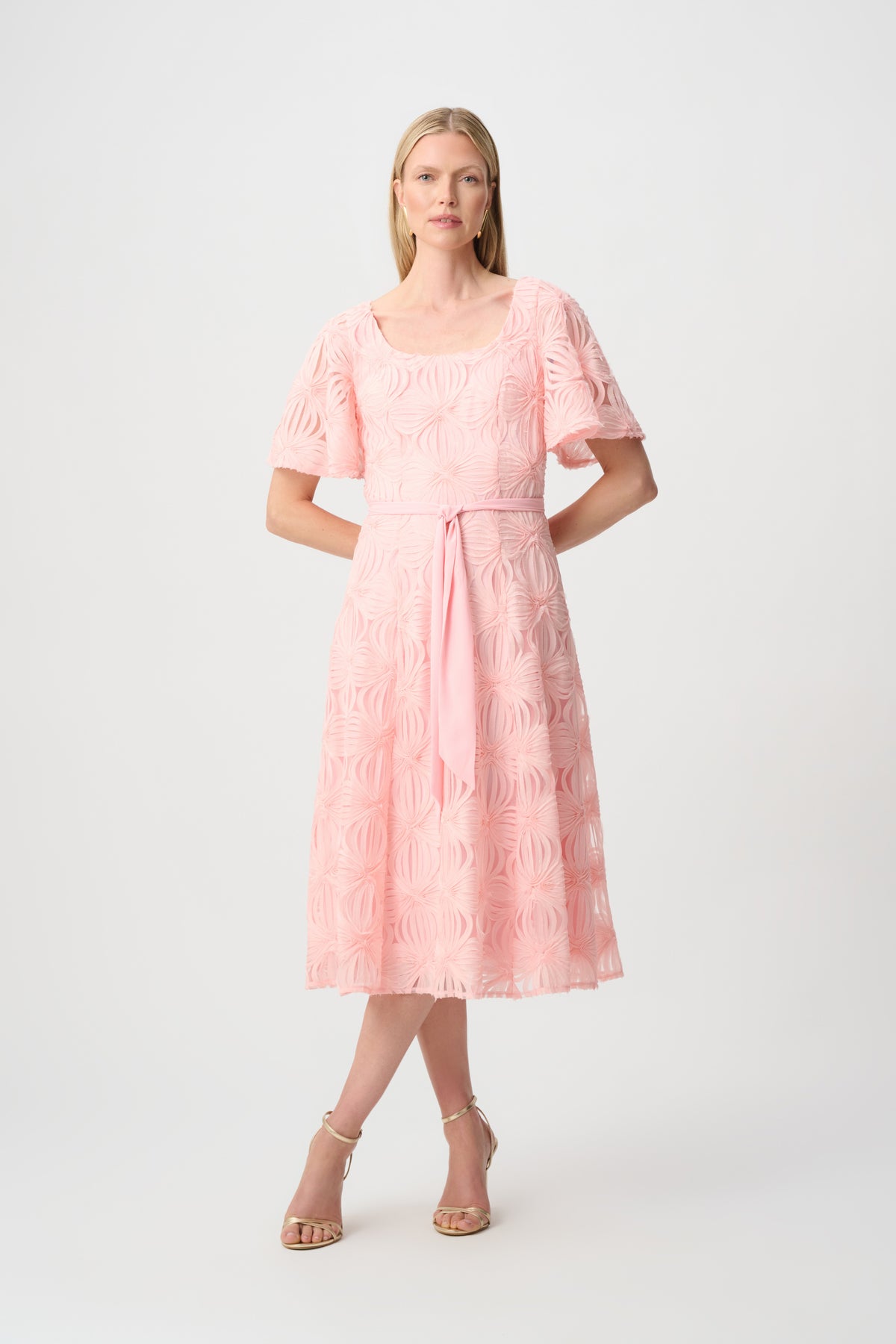 Embroidered Mesh Fit And Flare Dress 271767