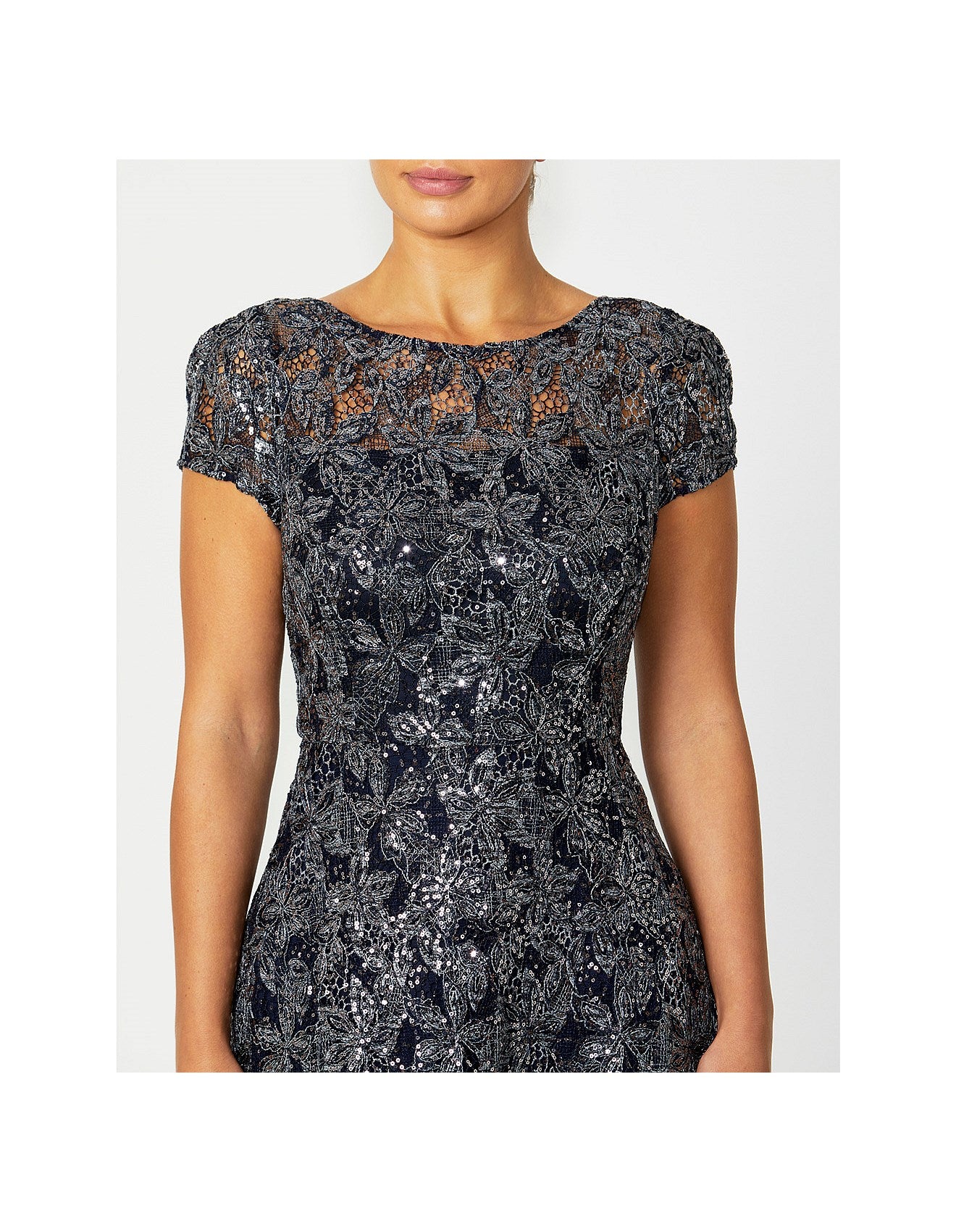 Navy Sequin A-Line Dress
