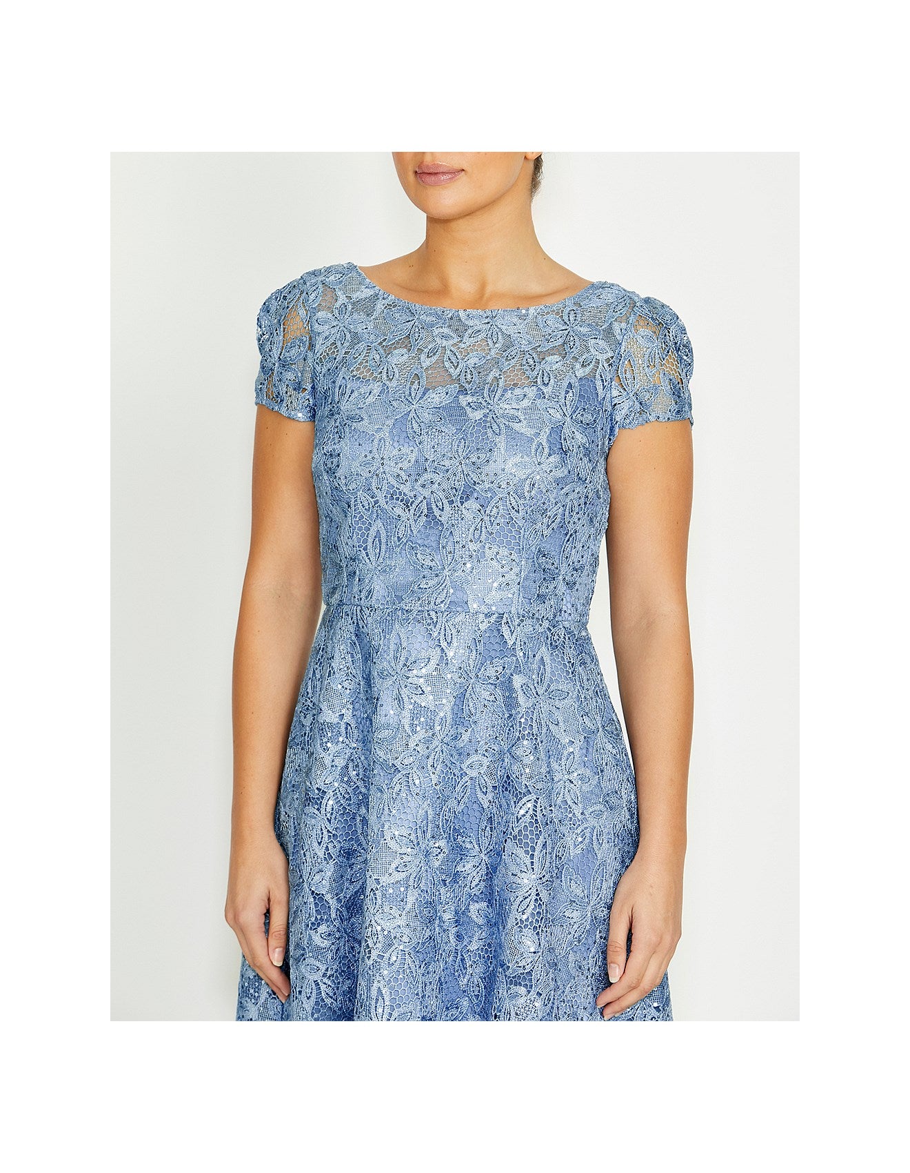Light Blue Sequin Lace Dress