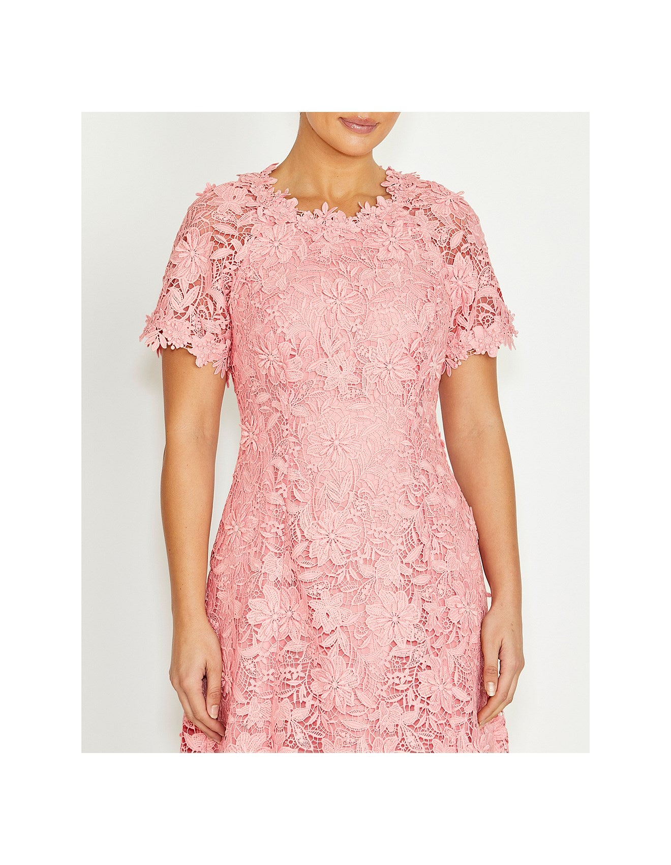 Rose Pink Guipure Lace Dress