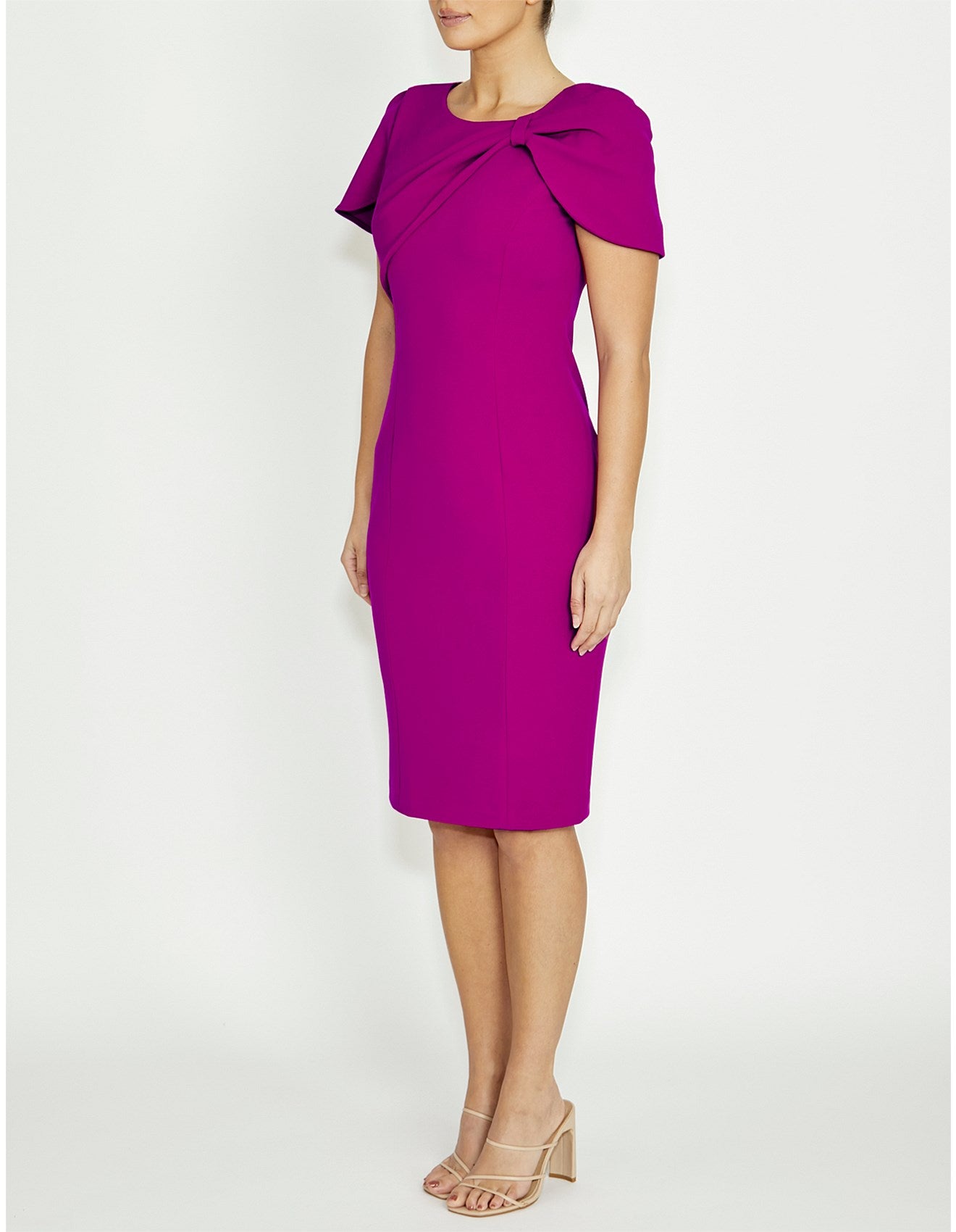 Stretch Crepe Dress in Magenta