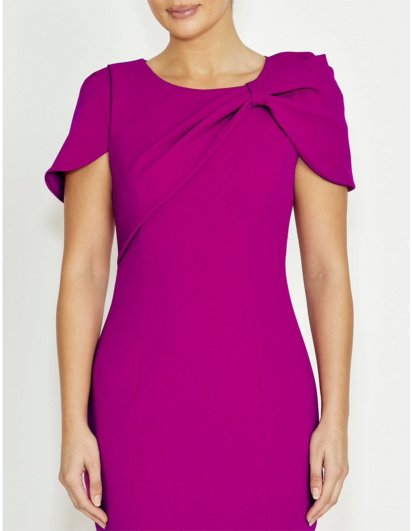 Stretch Crepe Dress in Magenta