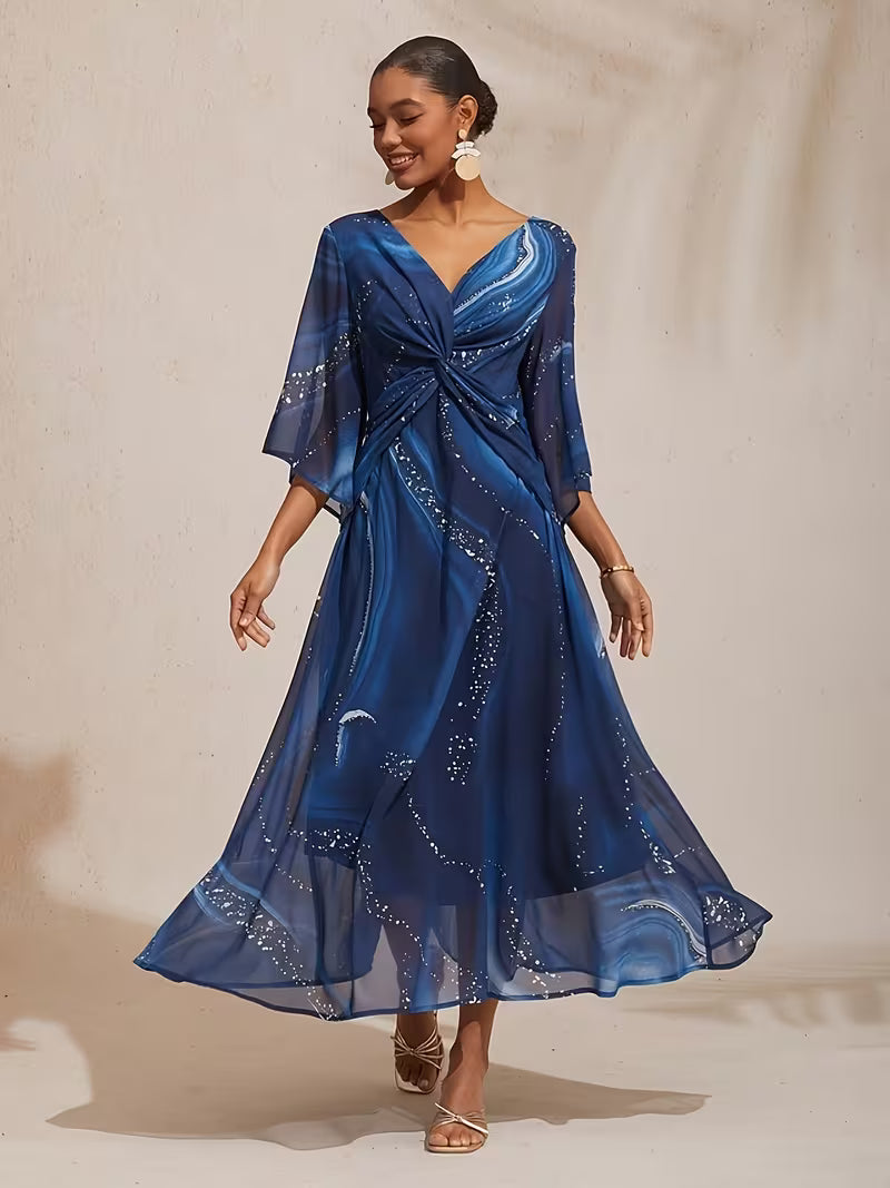 Abstract Blue Print Dress