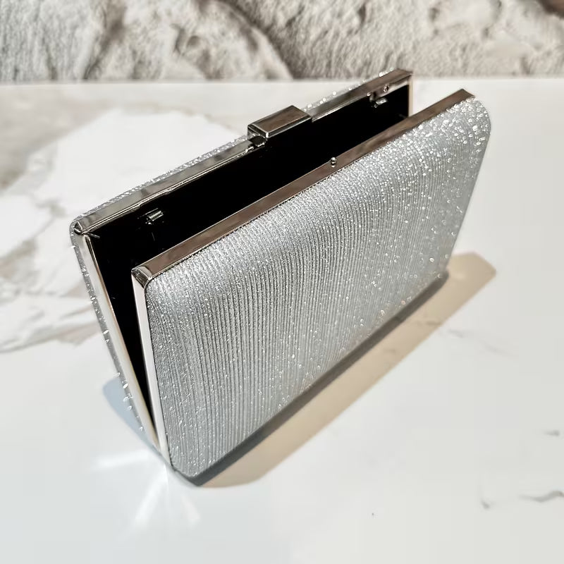 Luxury Silver Sequin Clutch Bag