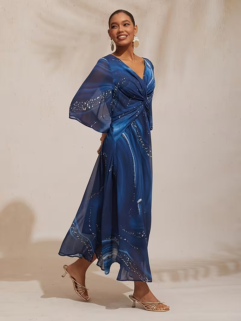Abstract Blue Print Dress
