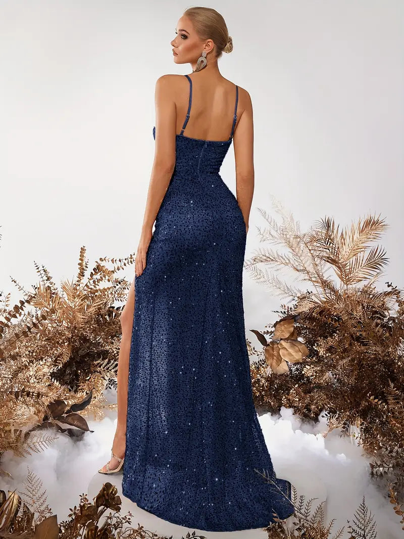 Navy Sequin Bodycon Dress