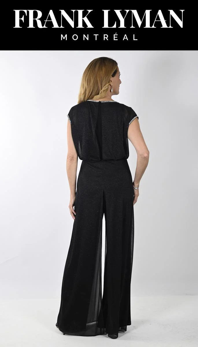 Black Chiffon Panel Jumpsuit 239109