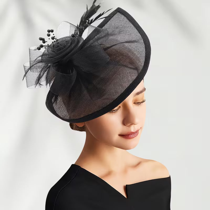 Light Weight Black Flower Fascinator