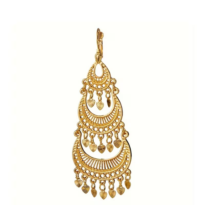 Vintage Droplet Chandlier Earrings in Gold