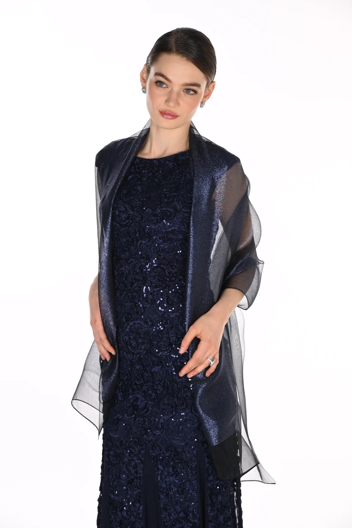 Evening Shimmer Shawl in Navy A26960