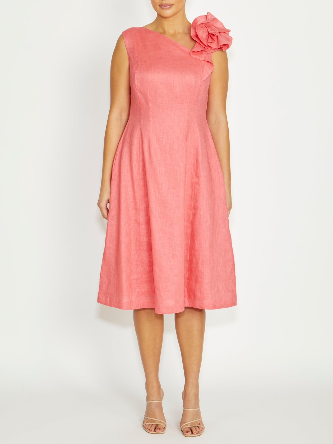Coral Linen Dress