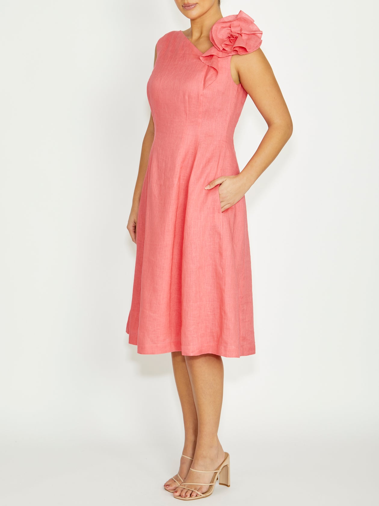 Coral Linen Dress