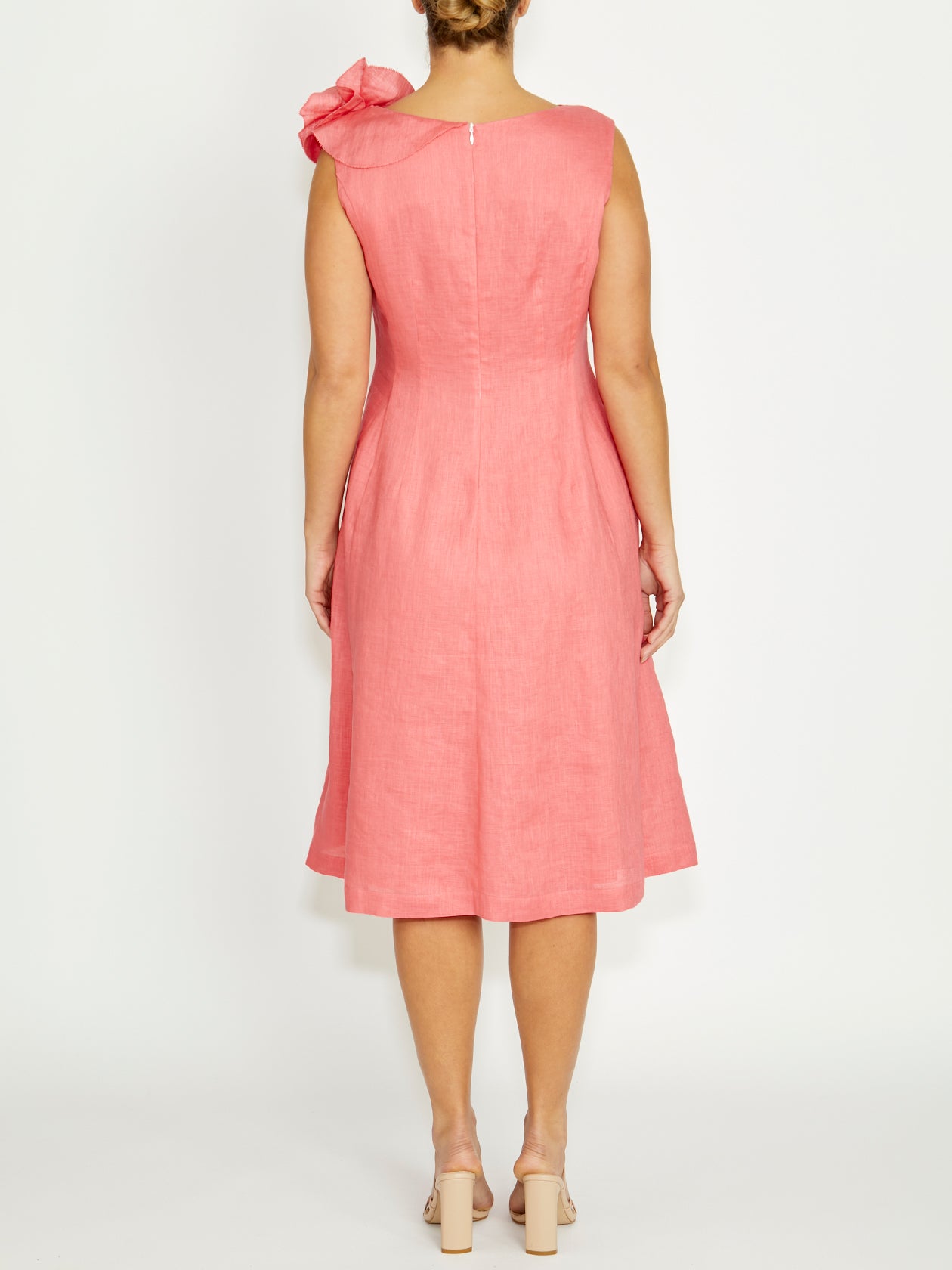 Coral Linen Dress