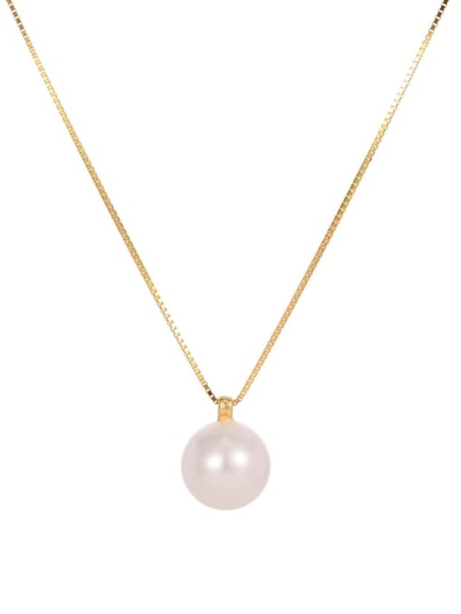 Gold-Plated Imitation Pearl Pendant Necklace