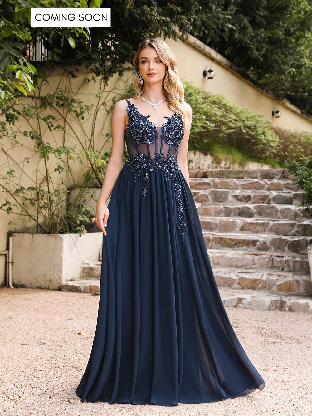 Tulle A-Line Ball Dress in Navy Blue