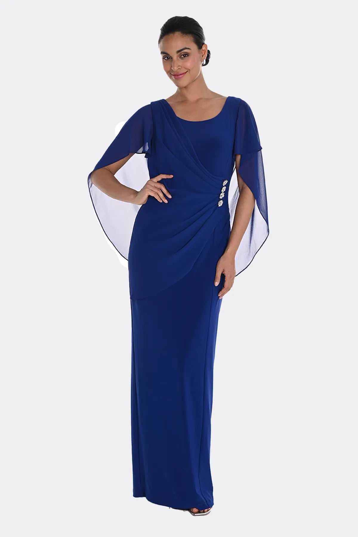 Cape Long Dress Silver Detail in Imperial Blue 249283