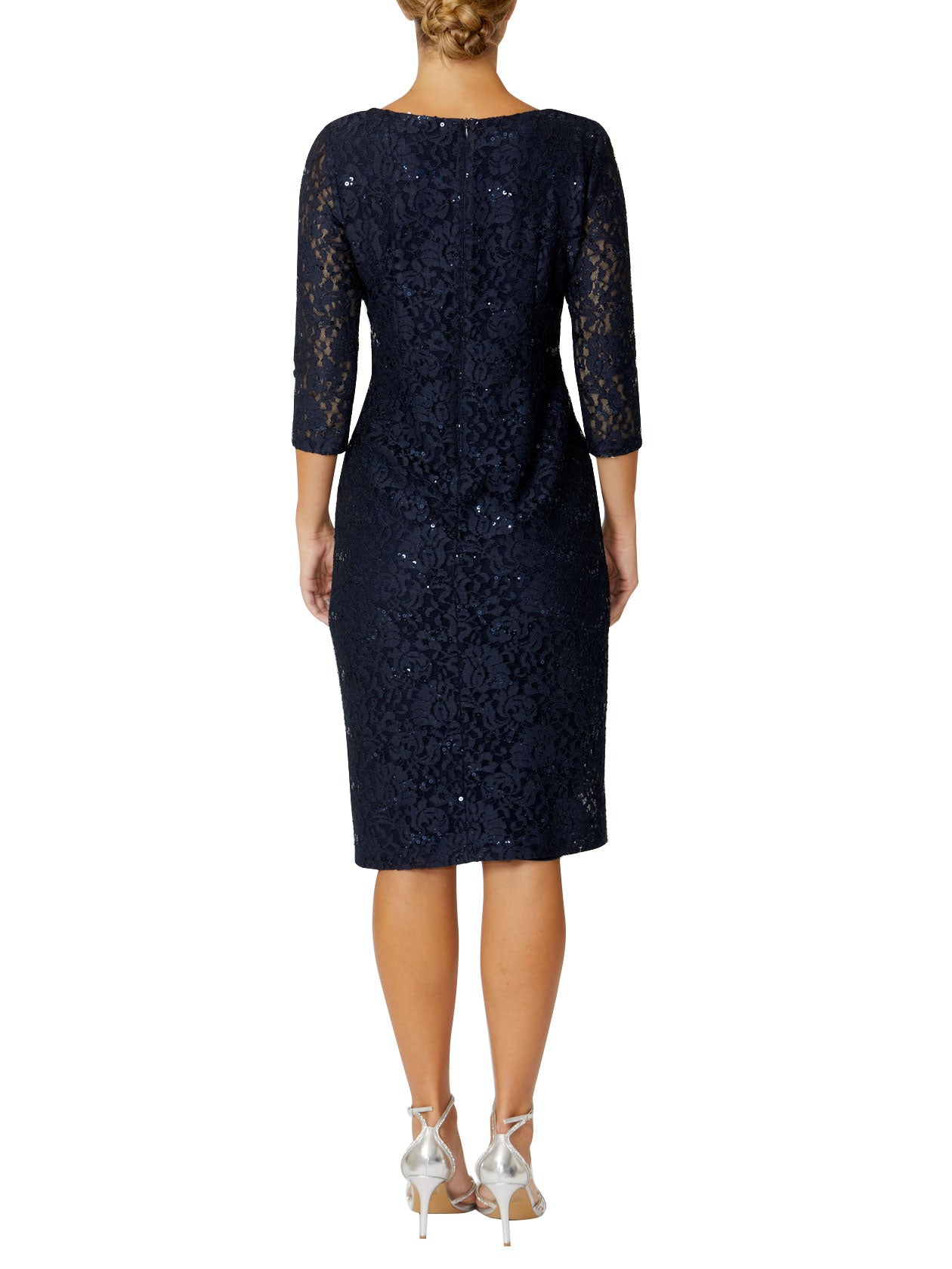 Navy Stretch Lace & Sequin Dress