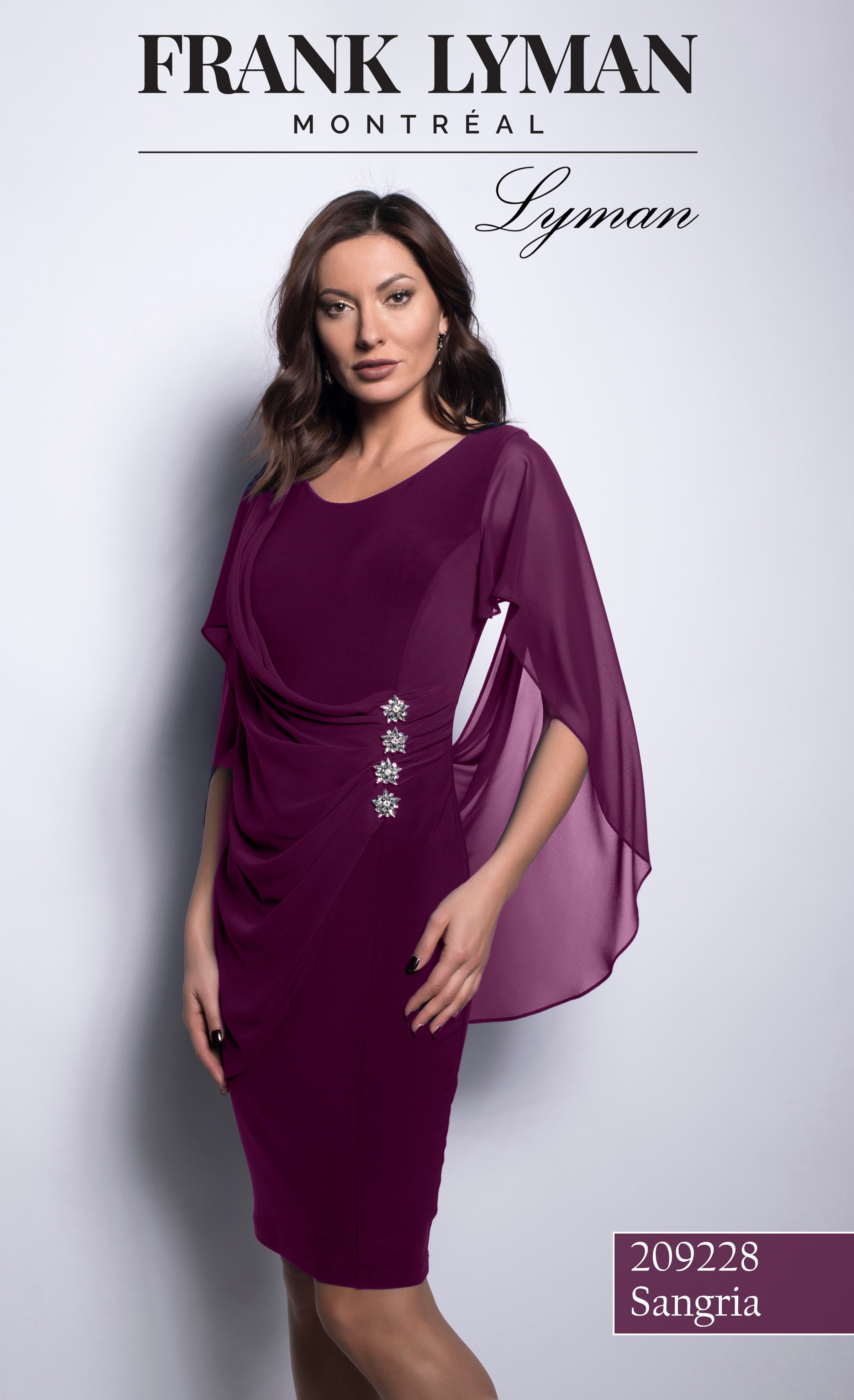 Chiffon And Diamante Dress in Sangria 209228