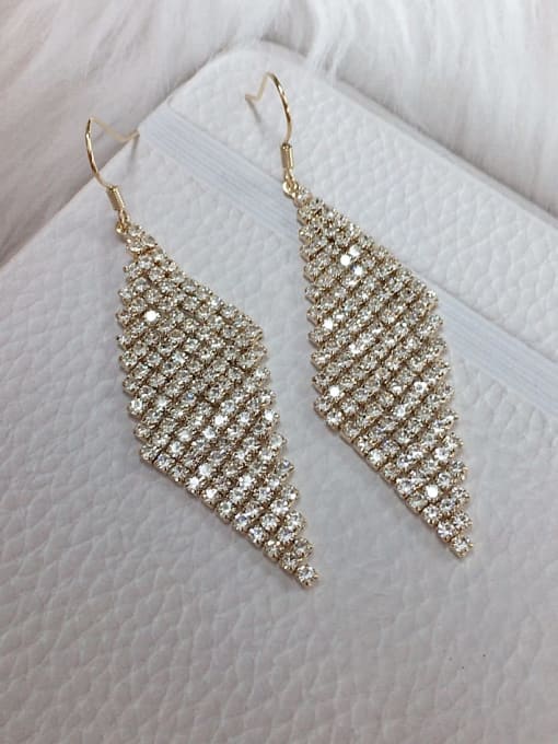 Gold and Rhinestone Statement Hook Earrings