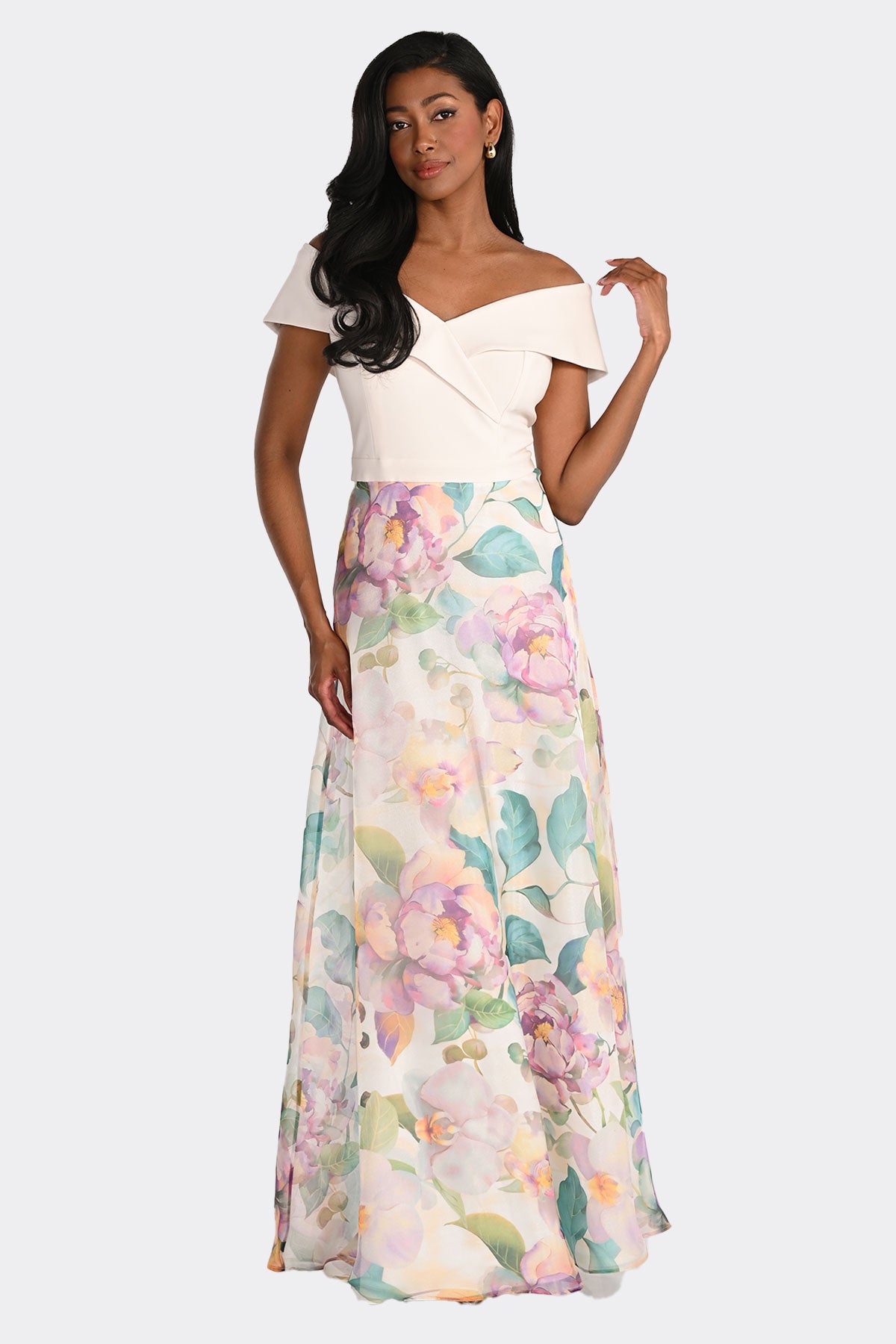 Off The Shoulder Long Print Dress