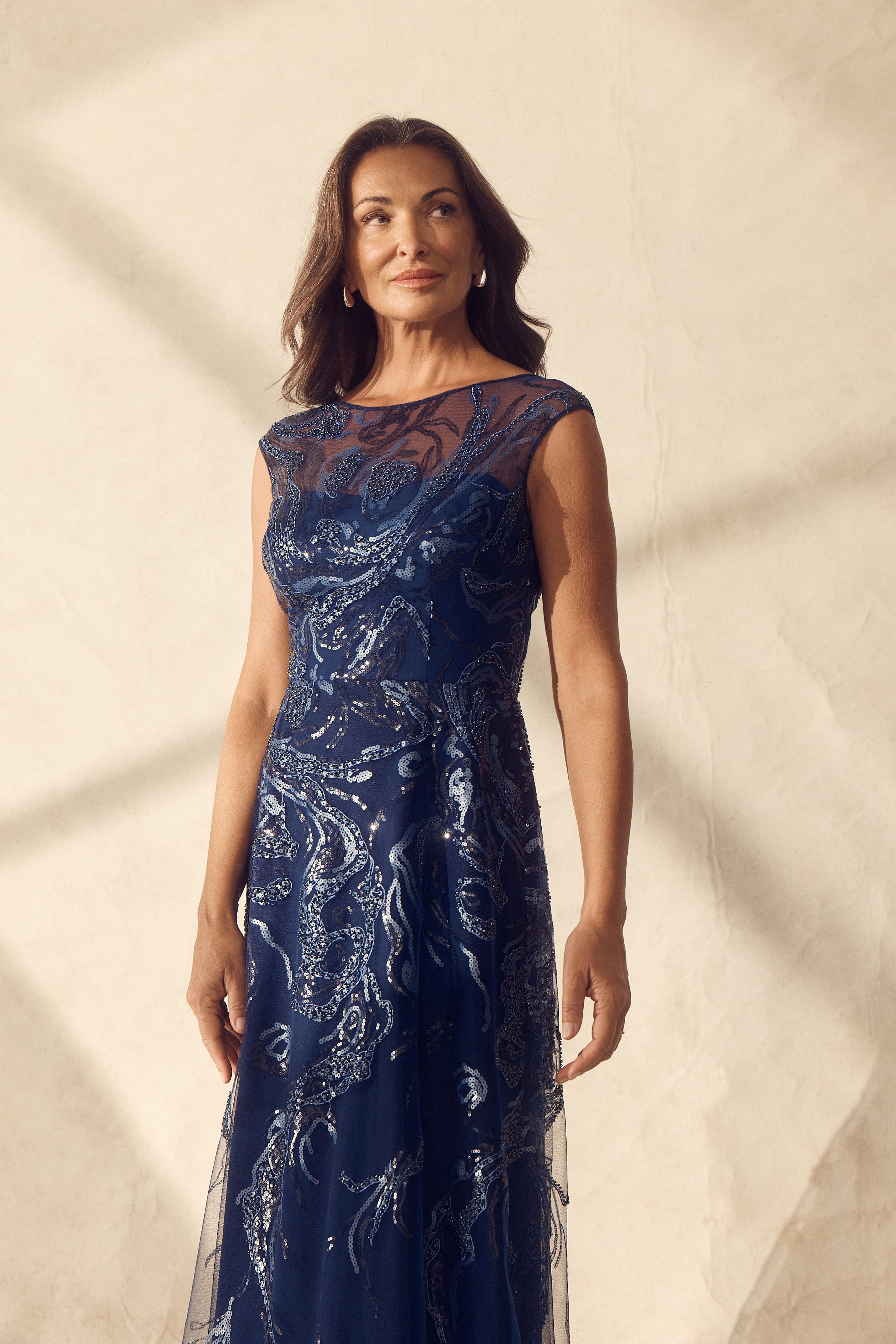 Navy Sequin Gown