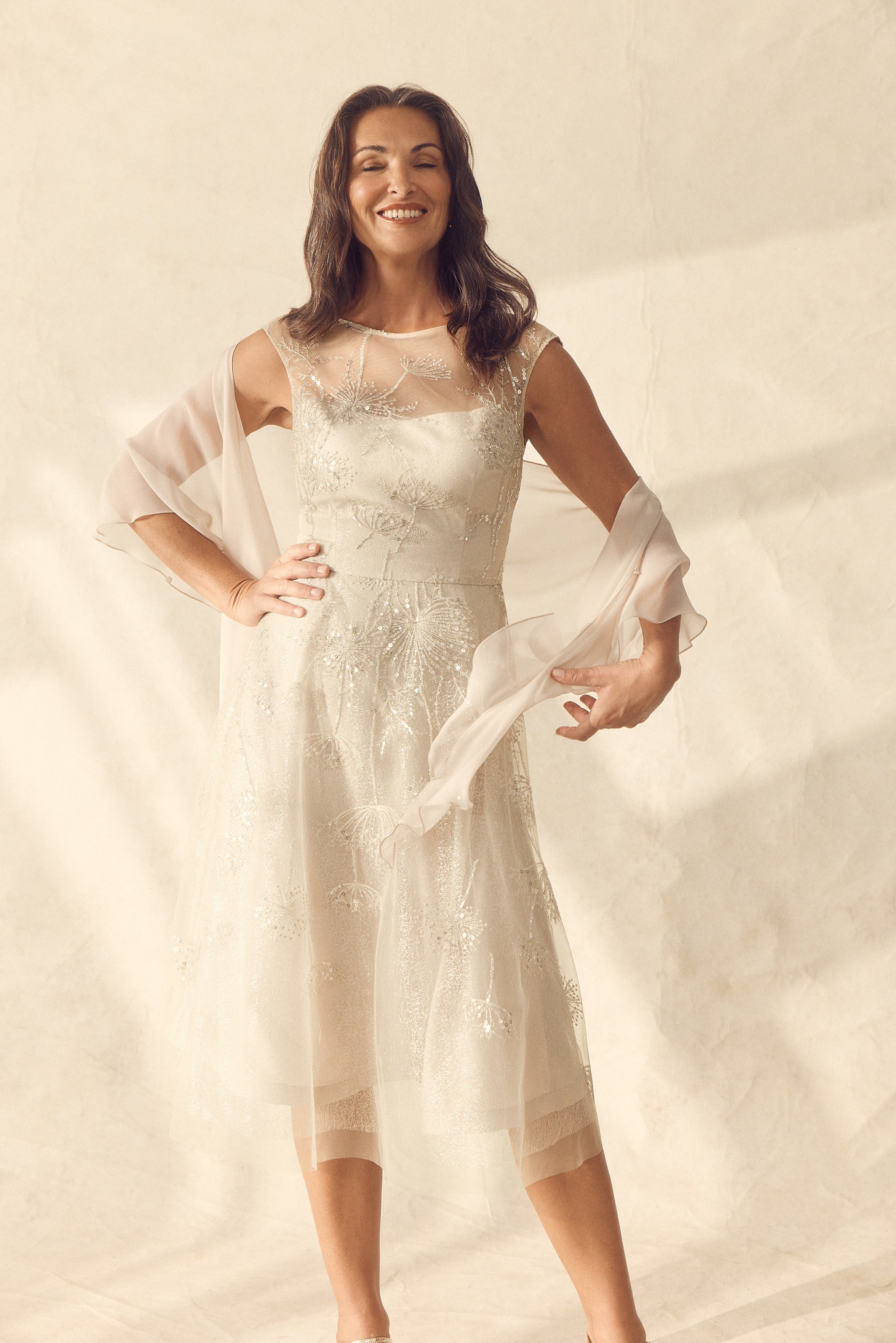 Champagne Gold Chiffon Sequin Dress