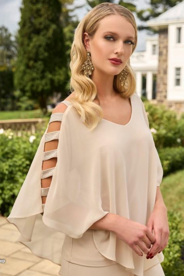 Chiffon Overlay Top and Pant Set 248034