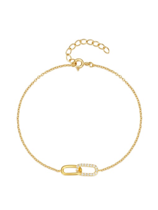 Gold-Plated Cubic Zirconia Geometric Link Bracelet