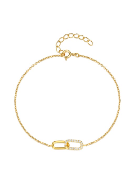 Gold-Plated Cubic Zirconia Geometric Link Bracelet