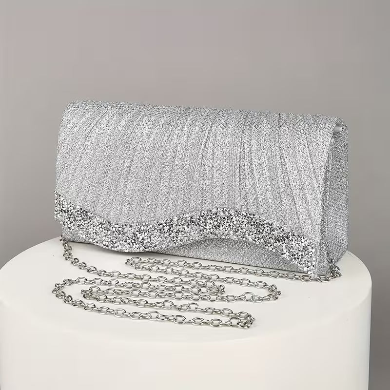 Sparkling Rhinestone Evening Bag- Silver
