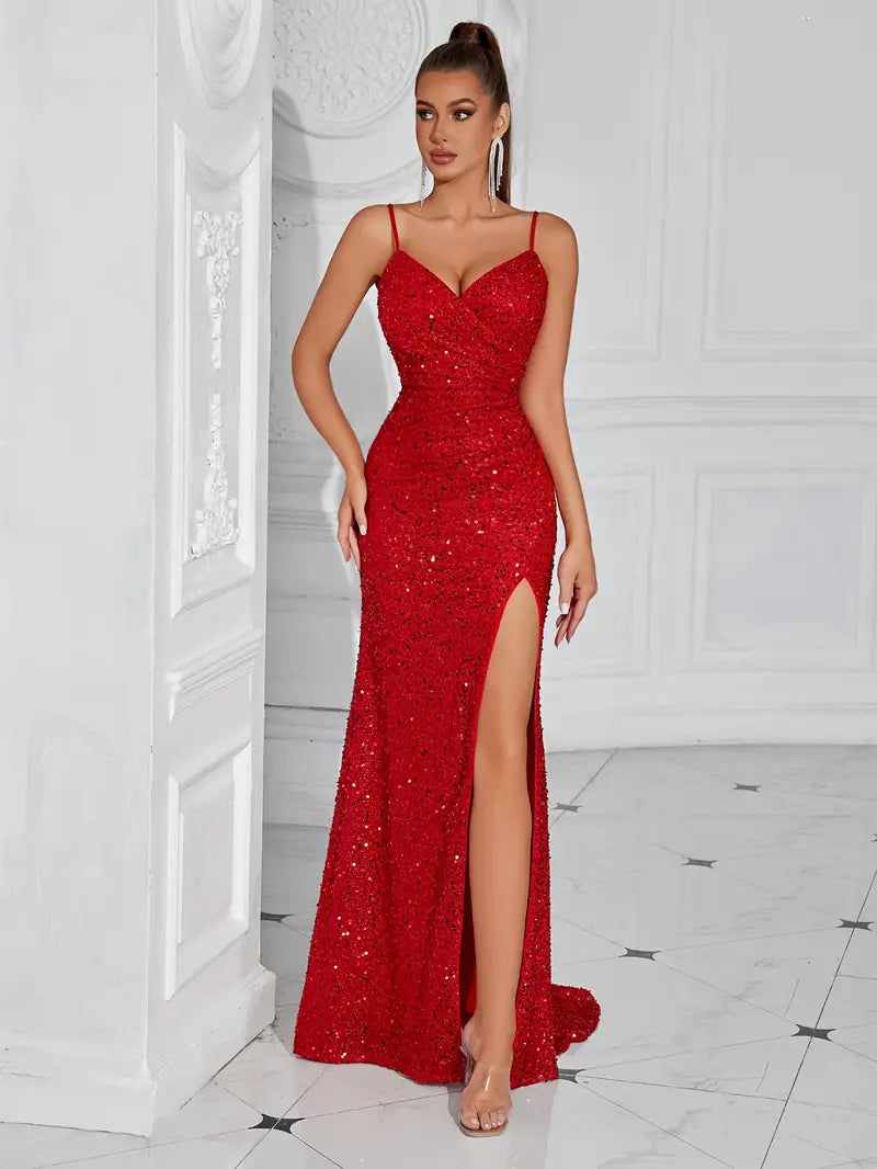 Red Sequin Gown