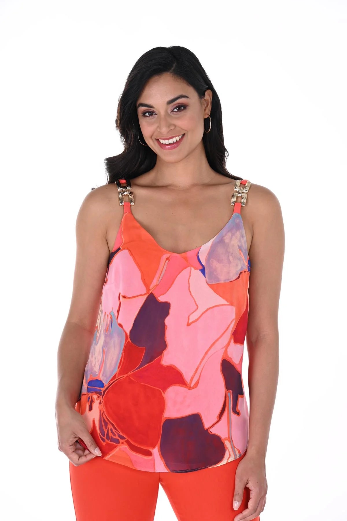 Orange and Pink Top with Chain Detail 246143-CLEARANCE