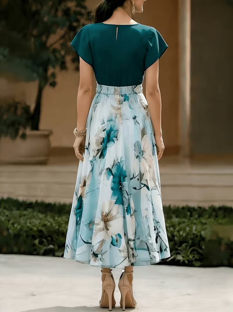 Elegant Print A-Line Midi Dress