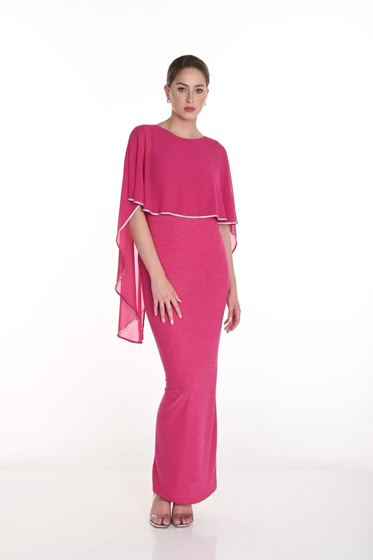 Elegant Shimmer Gown in Fuchsia 258274