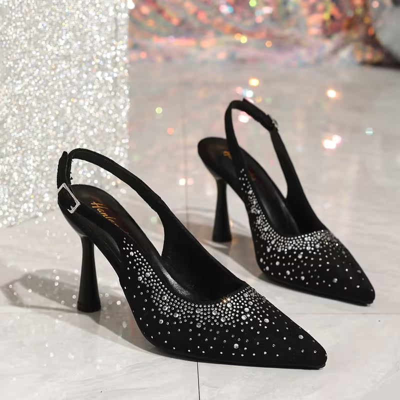 Black Suede Rhinestone Shoe