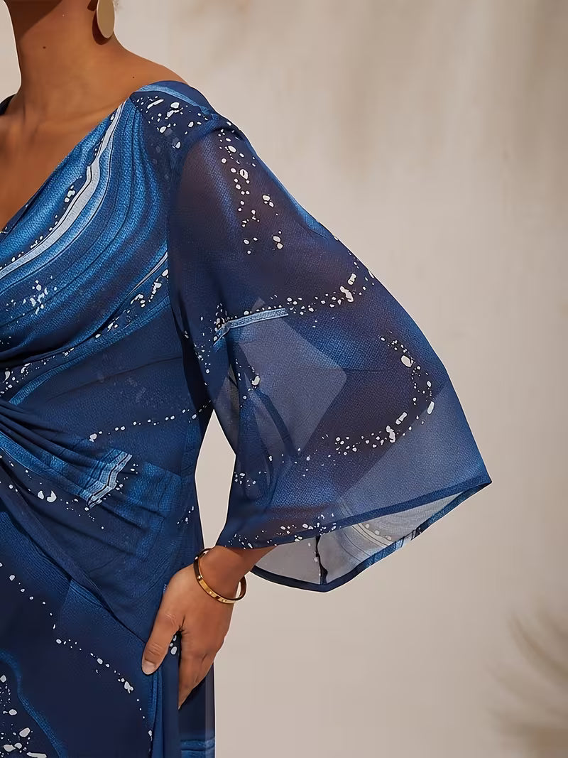 Abstract Blue Print Dress