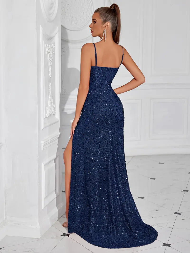 Navy Sequin Gown