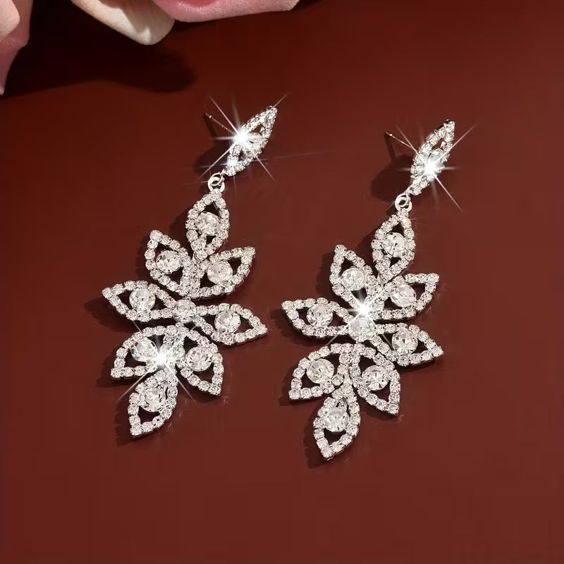 Sparkling Statement Earrings in Silver