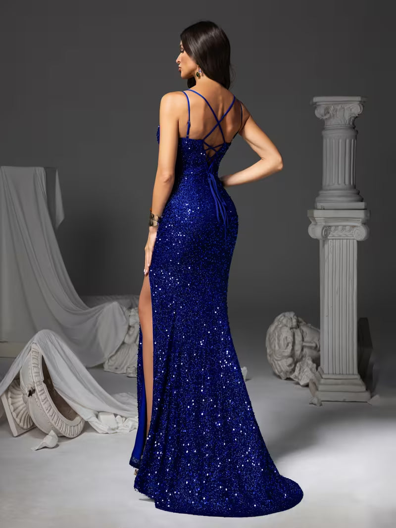 Royal Sapphire Sequin Gown