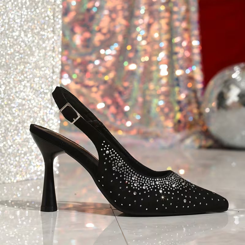 Black Suede Rhinestone Shoe