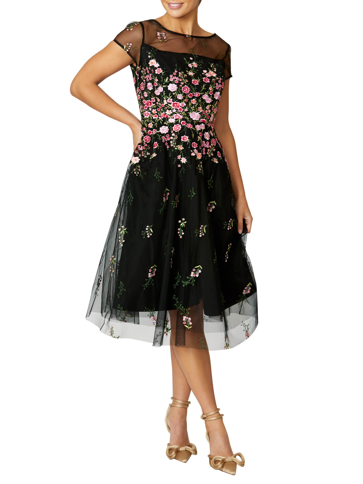Maria Floral Dress in Pink and Black