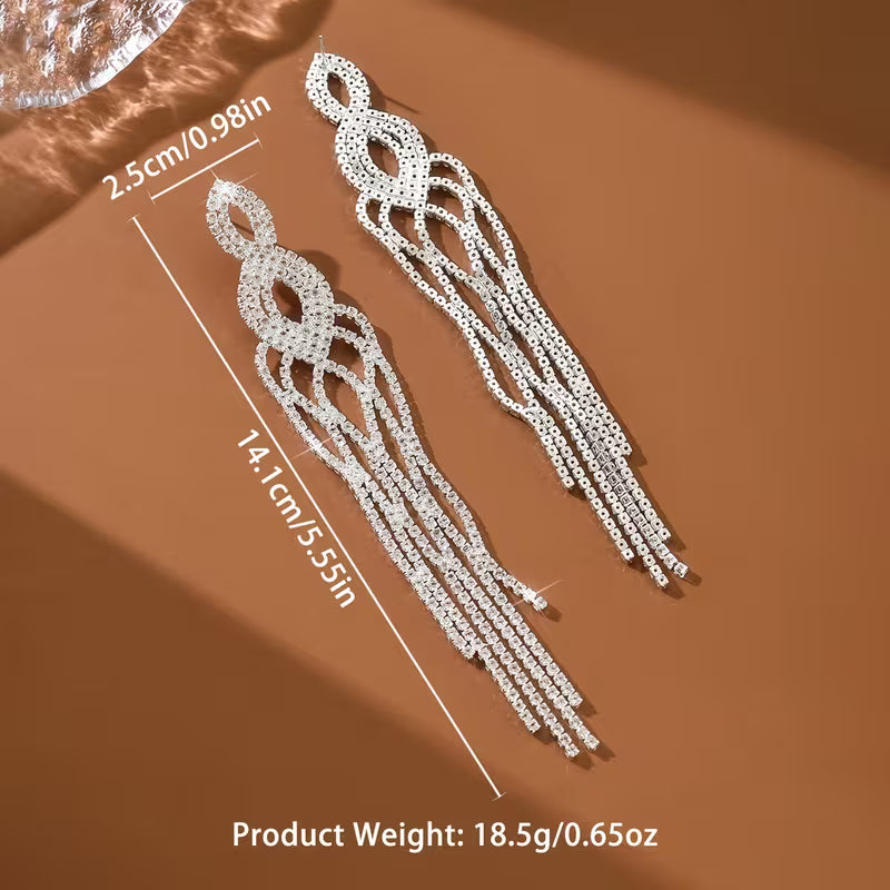 Long Tassel Ear Jewelry in Silver