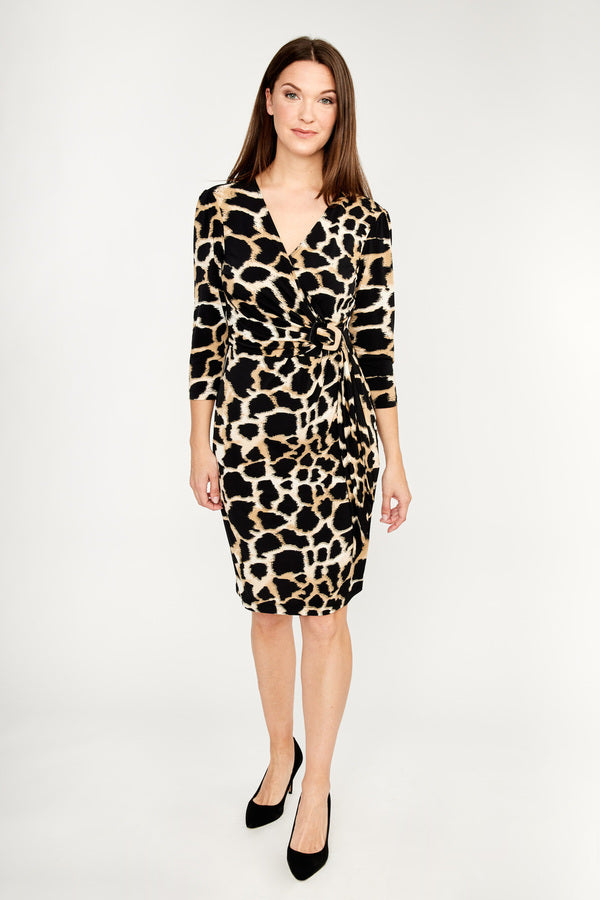 Animal Print Collar Dress 233129