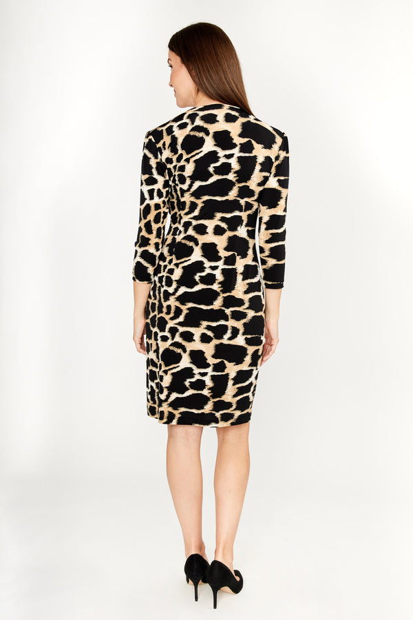 Animal Print Collar Dress 233129