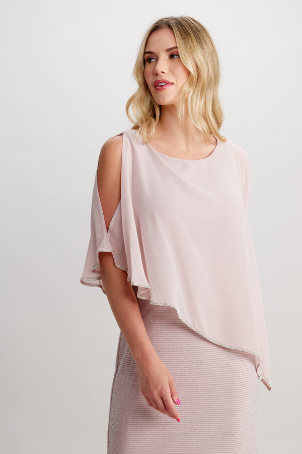 Rhinestone Trim Knee-Length Dress In Blush 219203