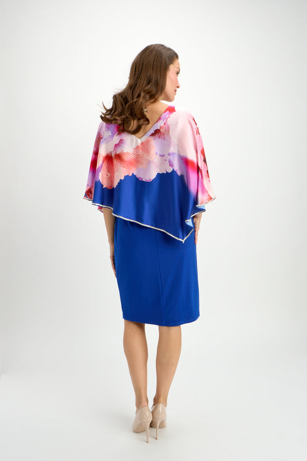 Floral Cape Dress with Diamante Trim 242163