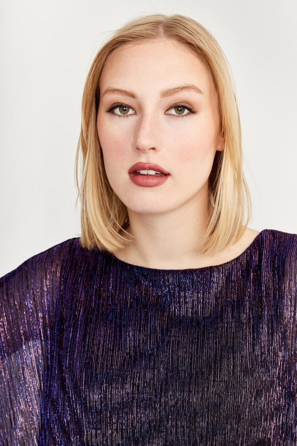 Metallic Overlay Dress in Shimmer Purple 239158