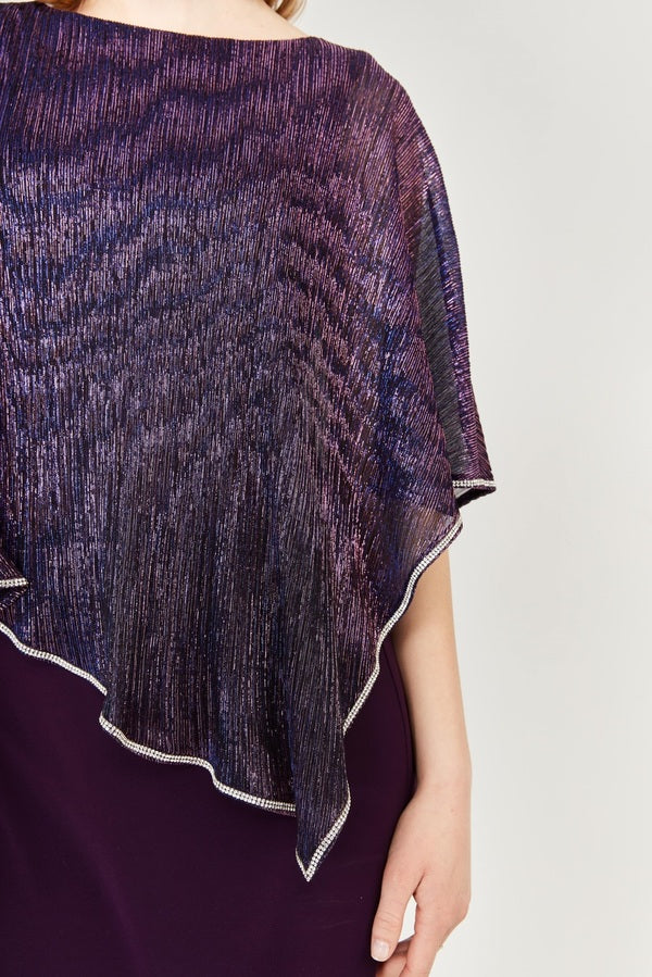 Metallic Overlay Dress in Shimmer Purple 239158