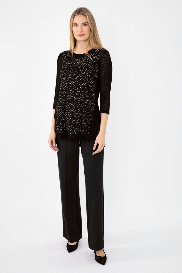 Casual Crew Neck 3-4 Sleeve Top 243527