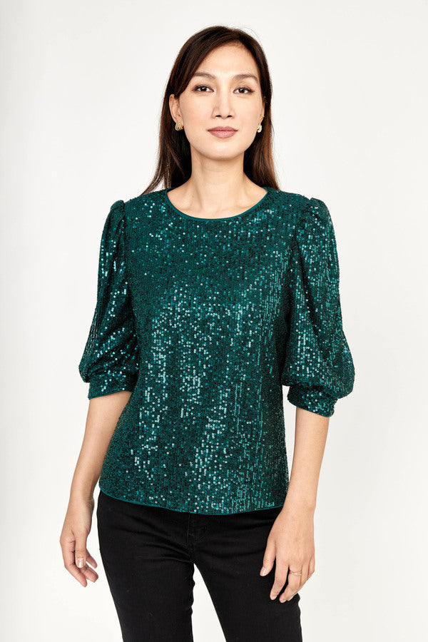 Emerald Green Sequin Top 239813U